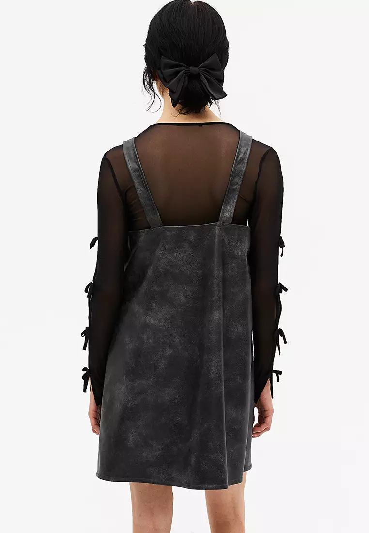 Real leather mini dress store