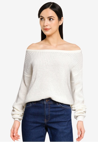 white off the shoulder jumper
