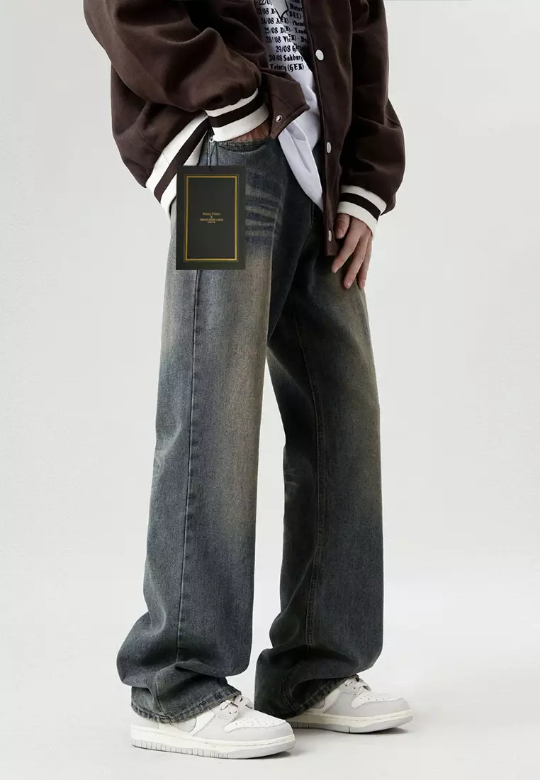 washed loose fit jeans