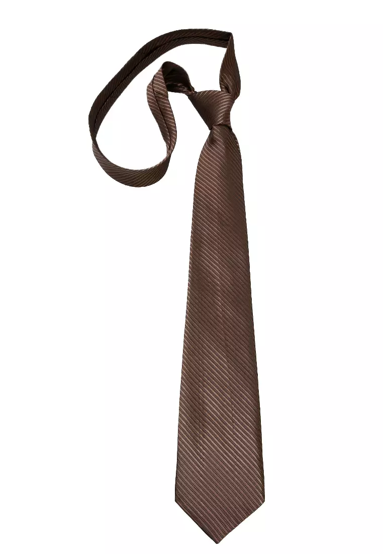 Ocean Dasi Pria Garis Long Line Tie Man Neckwear Aksesoris Fashion Material Polyester ORIGINAL - Brown