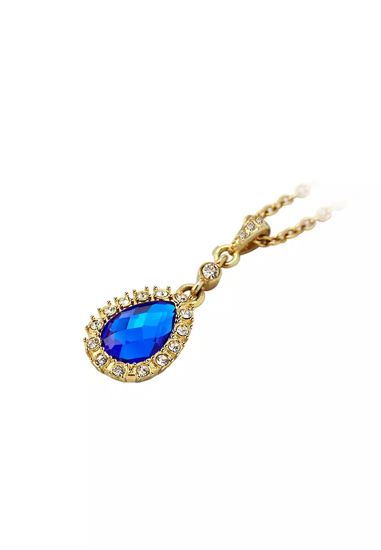 Necklace Princess'S Water Drop In Gold - Blue