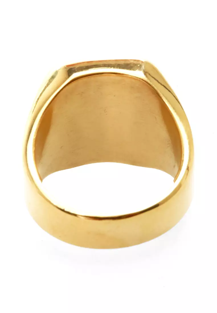 Daisy Aksesoris Pria Wanita Cincin Desain Kotak Material Titanium ORIGINAL - Gold Glossy