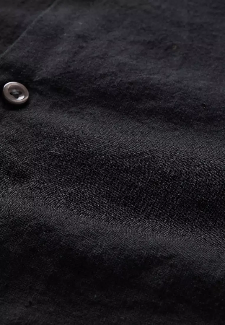 Short Sleeve Standard Linen Cotton Resort Collar Shirt