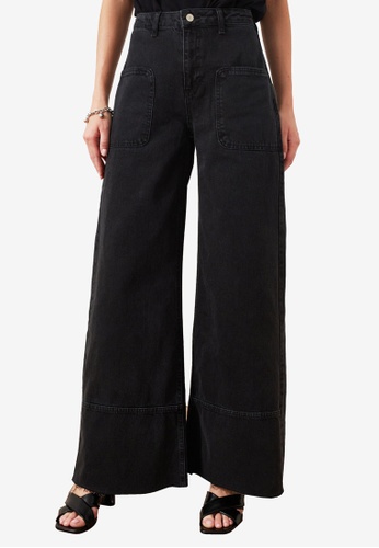 Trendyol black Stitch High Waist Wide Leg Jeans 42742AA0EF1456GS_1