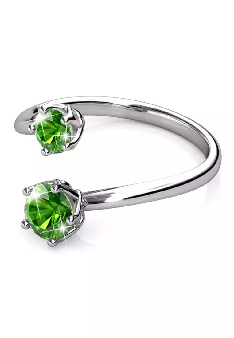 Split Green Personality Ring Embellished with SWAROVSKI® crystals