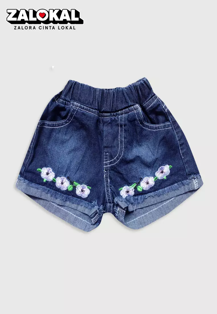 Wakakids Celana Pendek Jeans Anak Perempuan Motif Bordir Bunga Untuk Usia 6 Bulan Hingga 5 Tahun 005 Vench