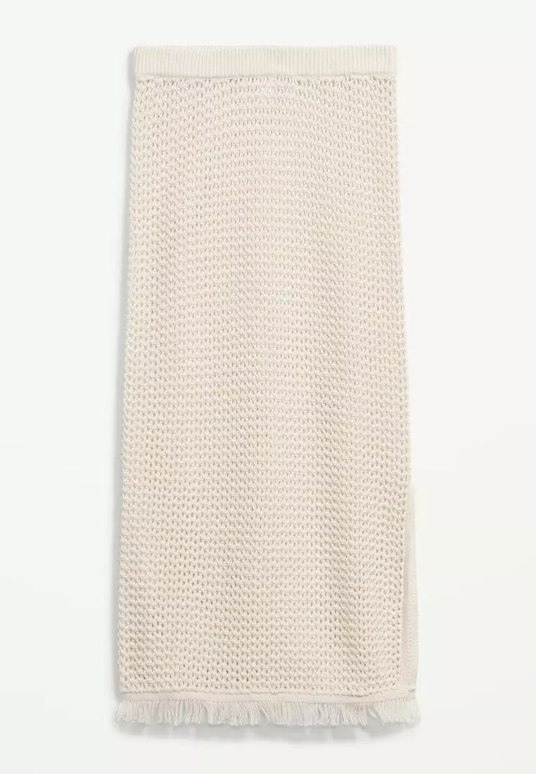 Open-Stitch Midi Skirt for Women