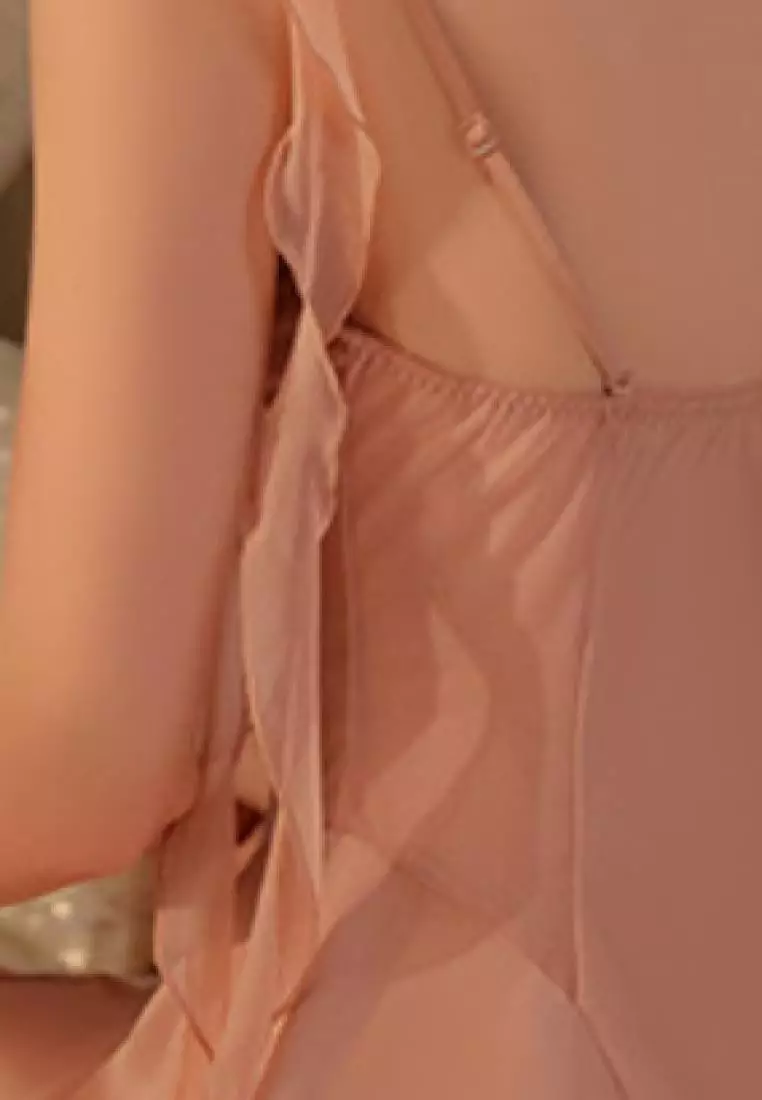 New lotus leaf shoulder strap pajamas nightgown  Lingerie  K062602PI