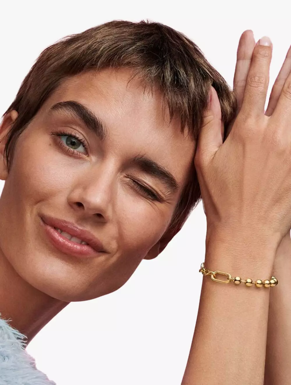 14k Gold-plated bead and link bracelet