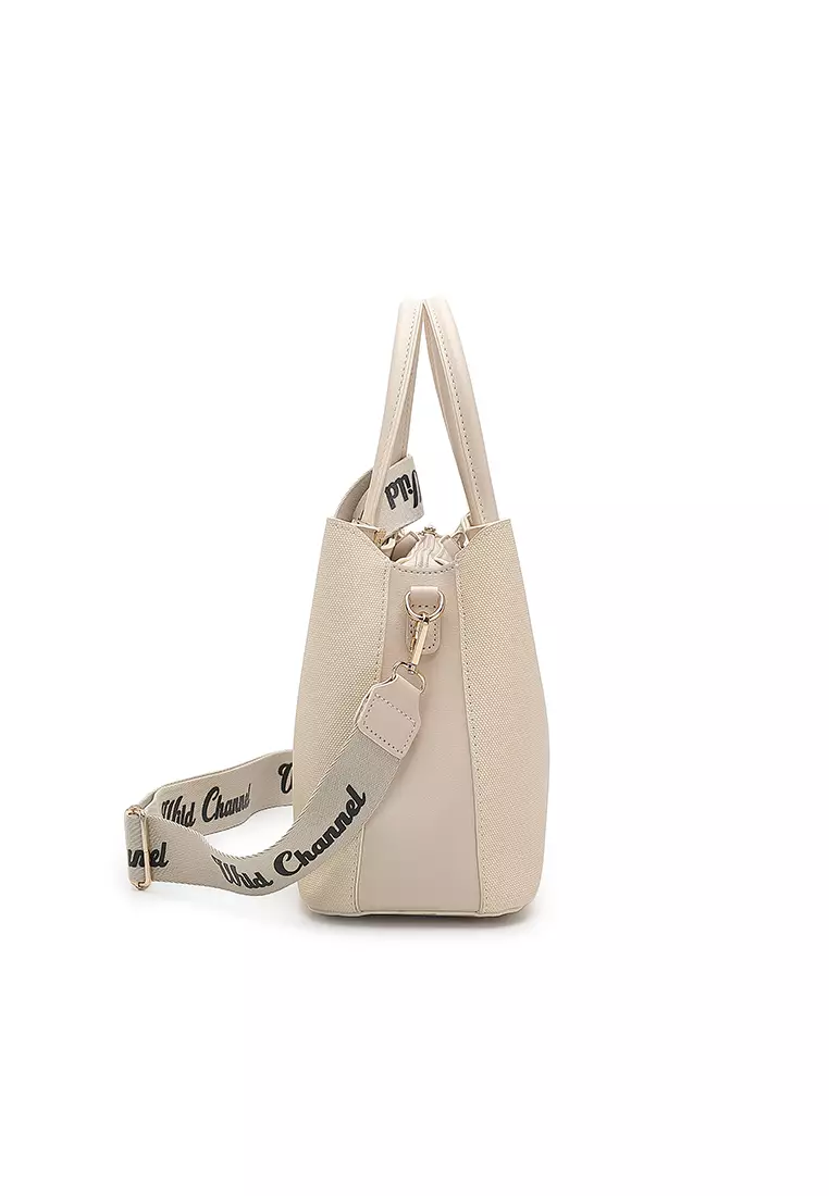 Women's Top Handle Bag / Sling Bag / Crossbody Bag / Shoulder Bag (Tas Tangan Wanita / Tas Selempang Wanita / Tas Bahu Wanita) - Krem