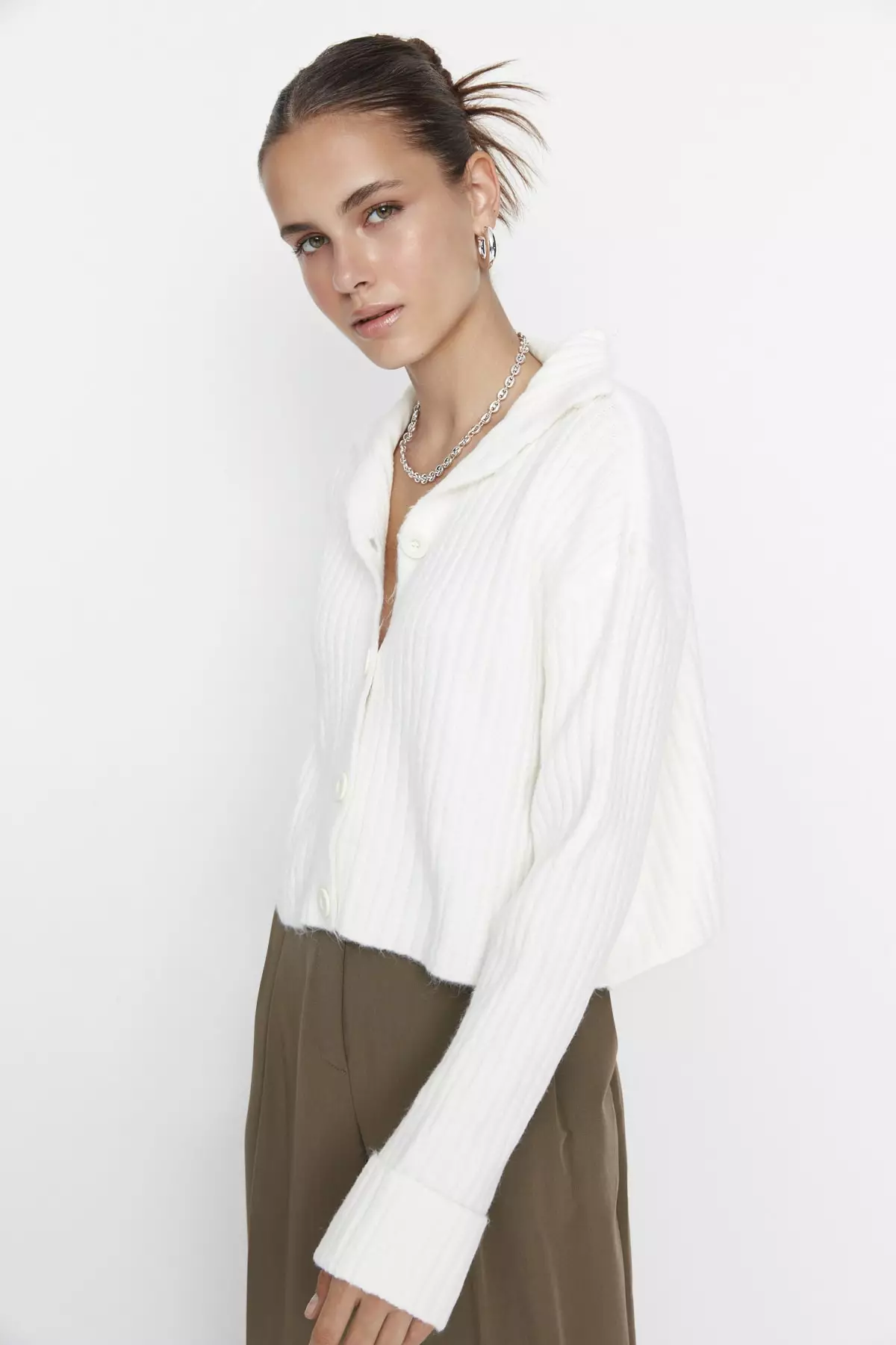 Oversized Collar Cardigan