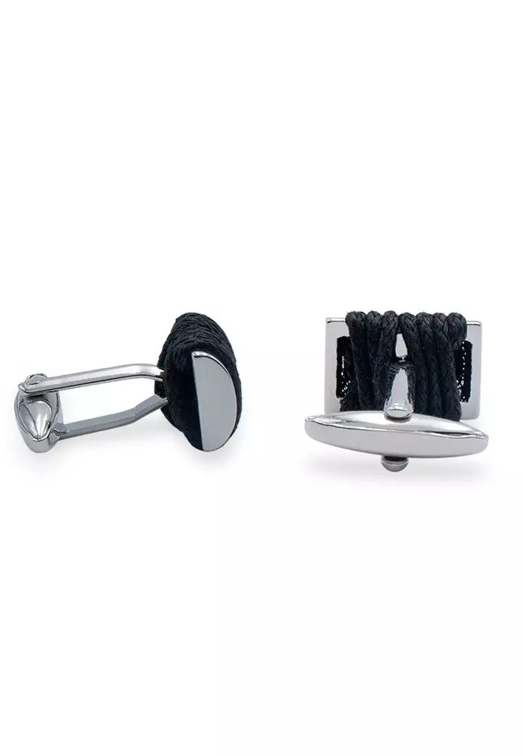 Caribe Black Ribbed Cufflink