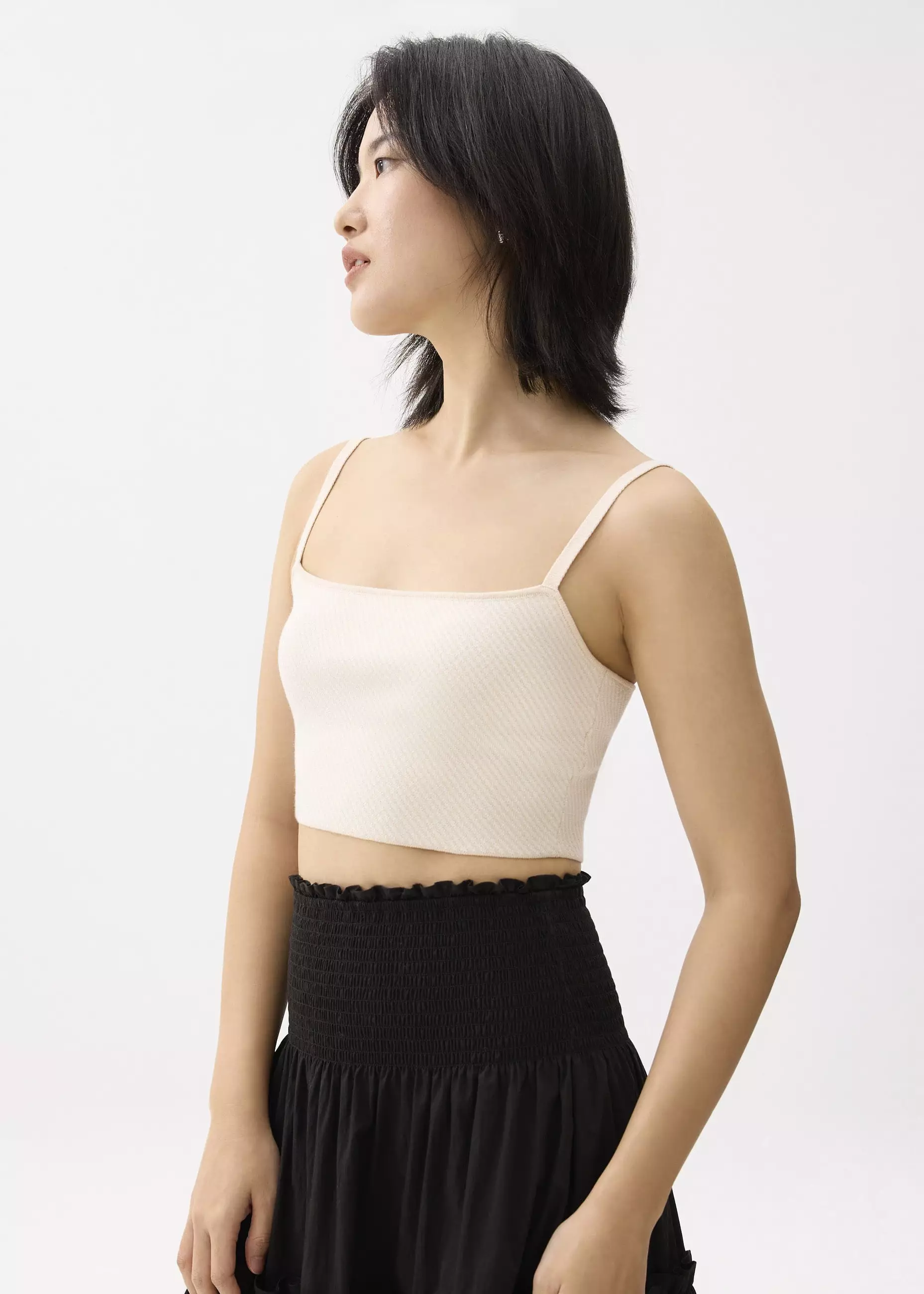 Atasan Wanita - Striped Knit Crop Camisole Top