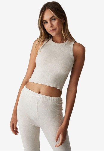 Sporty Notion Ribbed Tank Top Grey