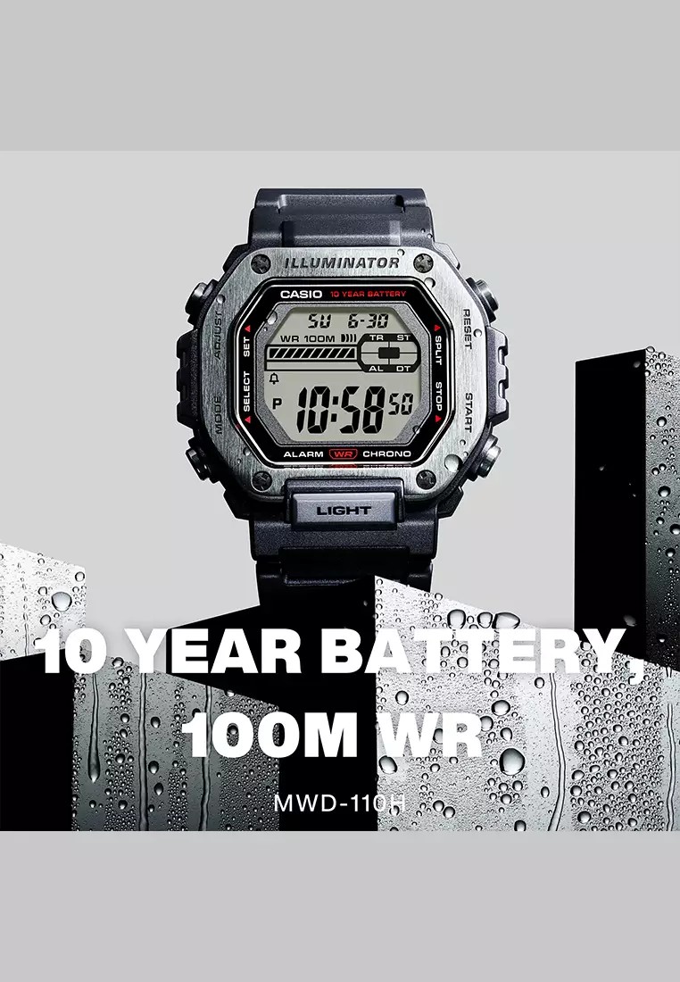Casio - Jam Tangan Digital Pria - Black - Resin Strap - MWD-110H-1AVDF