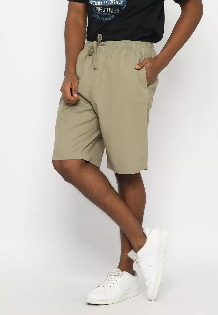 RBJ Celana Pendek Karet Polos Cotton Olive Pria
