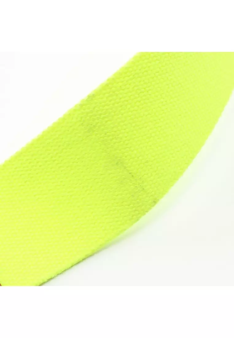 Pre-Loved Hermès Nomad 40 belt canvas leather yellow-green Brown silver hardware Neon color Z stamp