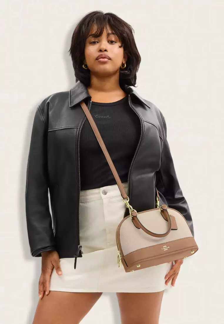 Coach Sabrina Satchel Bag In Colorblock Ivory Taupe