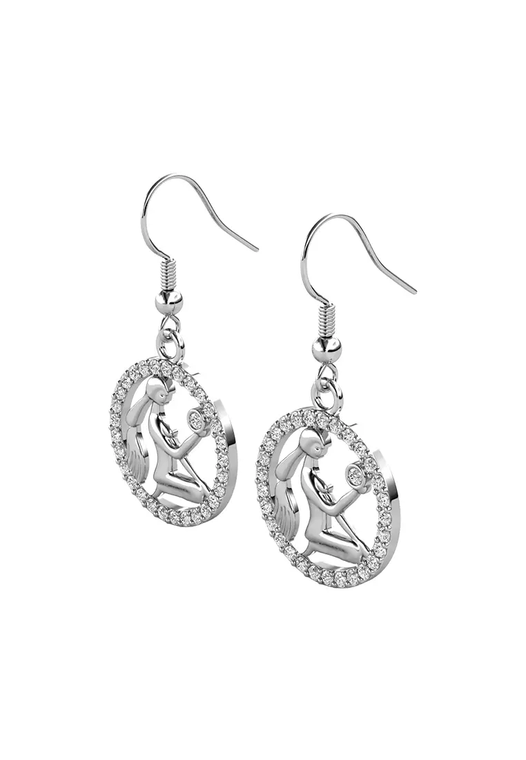 Horoscope Circlet Hook Earring VIRGO WG  - Anting Crystal Swarovski by Her Jewellery