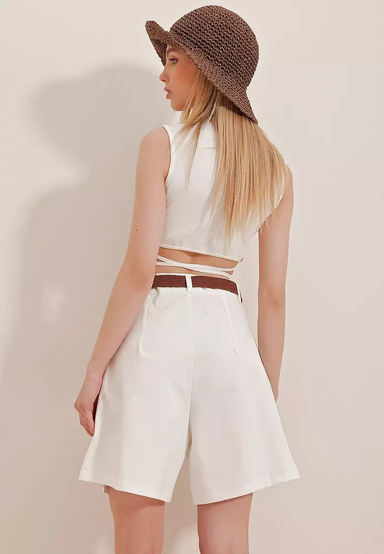 White high hot sale waisted shorts