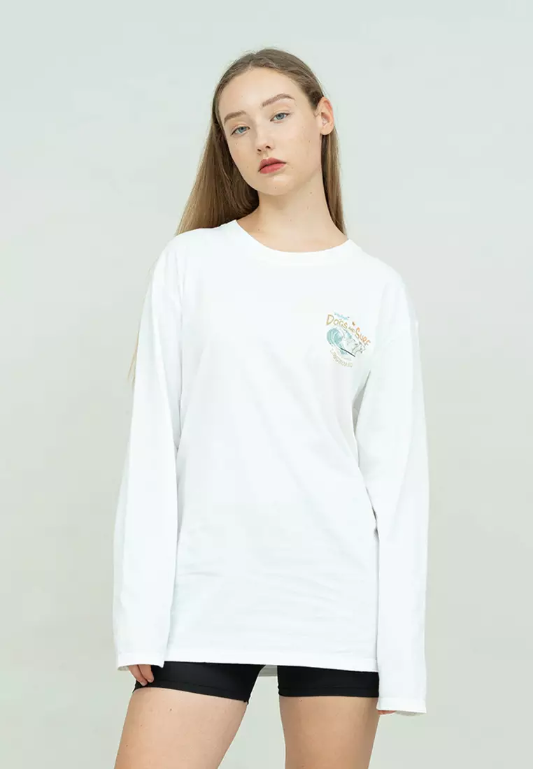 Kaos cotton combed lengan panjang wanita putih houseofcuff vintage