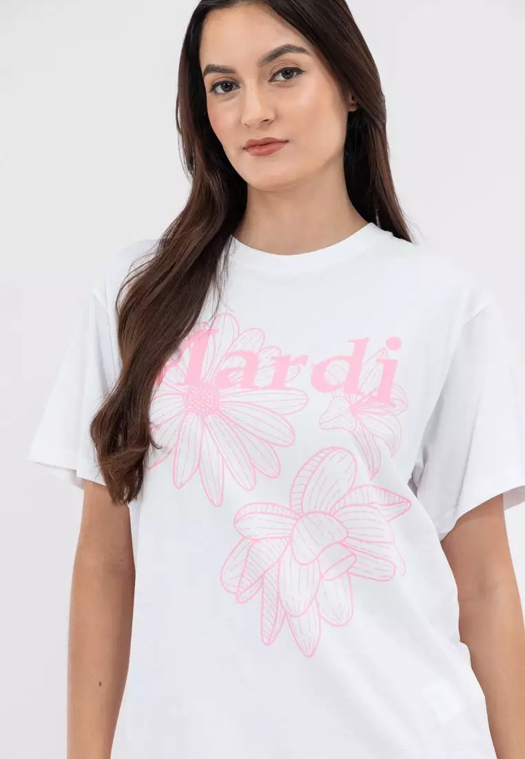 Tshirt Triple Flower_ White Pink