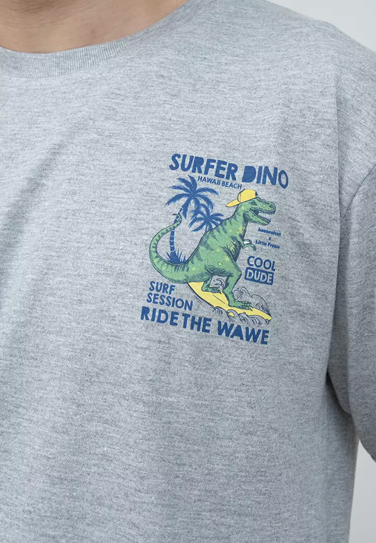 Kaos Abu t shirt polos houseofcuff motif Surver Dino READY HINGGA 4XL