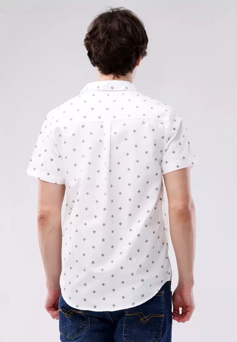 Woven Printed Oxford Short Sleeve Polo