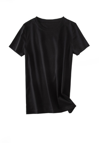 Twenty Eight Shoes black VANSA Round Neck Mercerized Cotton Short-sleeved T-Shirt VCW-Ts1902U 7088CAAE40D8F0GS_1