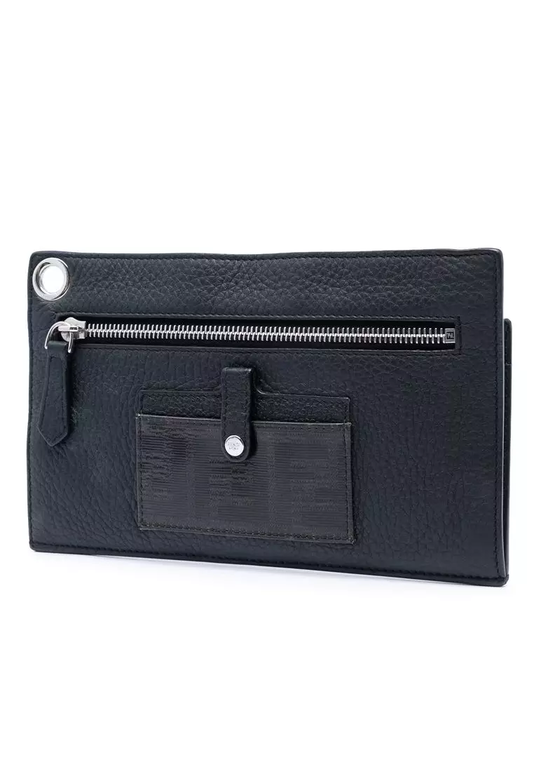 Pre-Loved Fendi Calfskin Ff 1974 Flat Pouch Crossbody