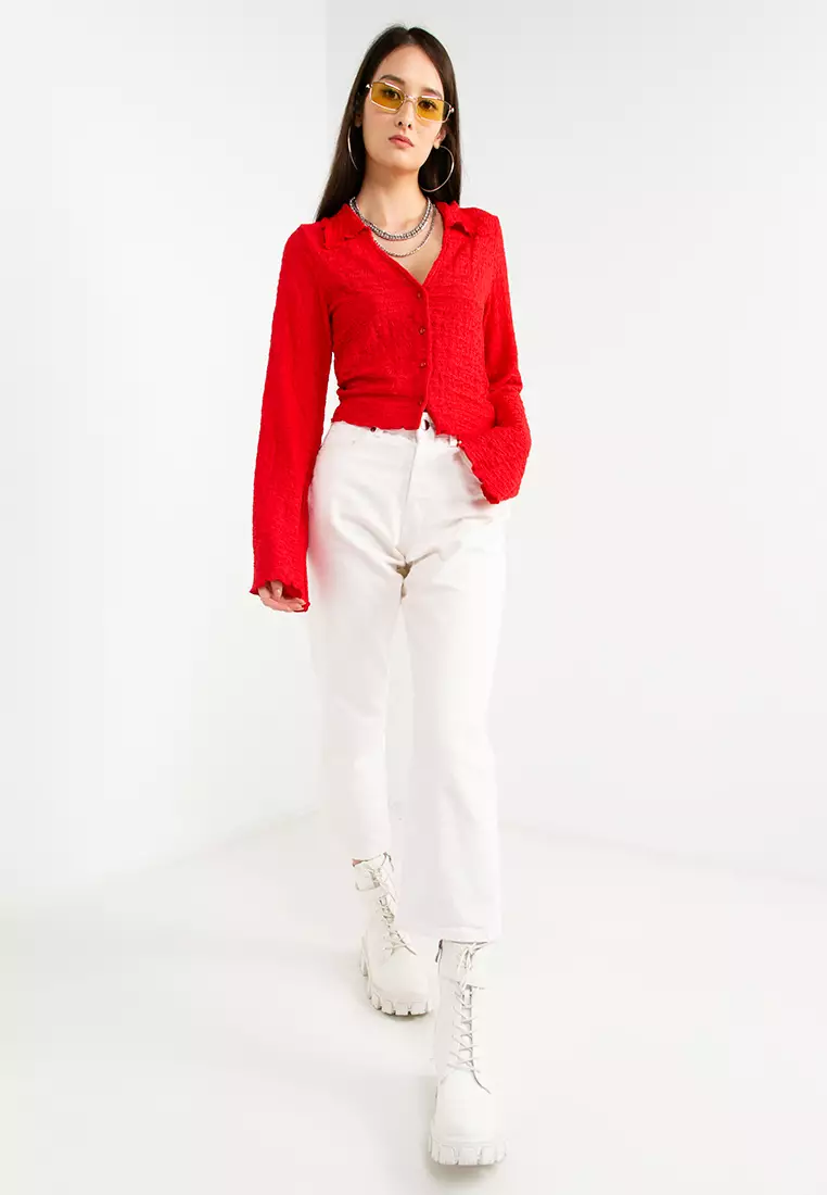 Textured Cropped Blouse