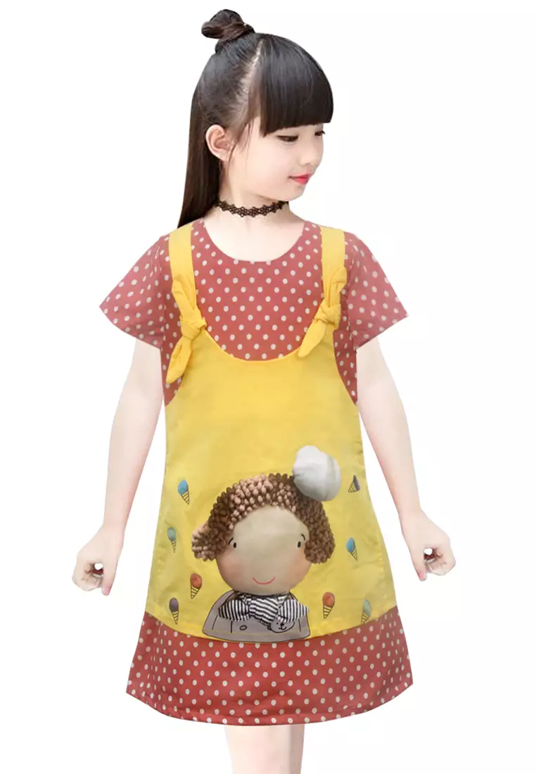 Two Mix Dress Anak Katun Perempuan Size 1-8 4204 Tosca