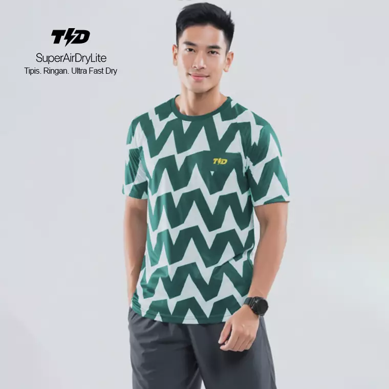 Kaos Lari Ringan Cepat Kering Tangan Pendek "big zigzag" boston green MSB14