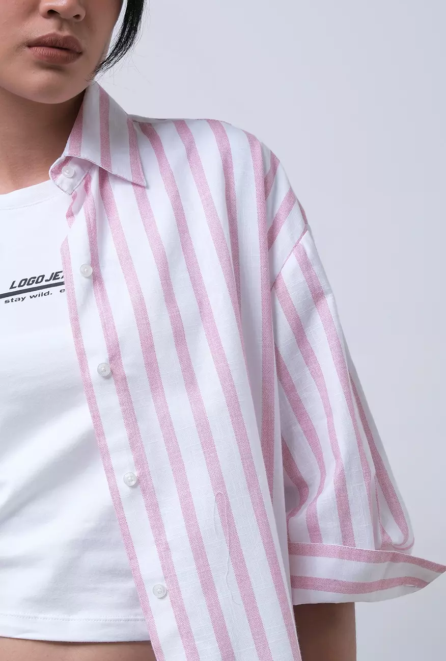 Kemeja Wanita Lenka Pink White