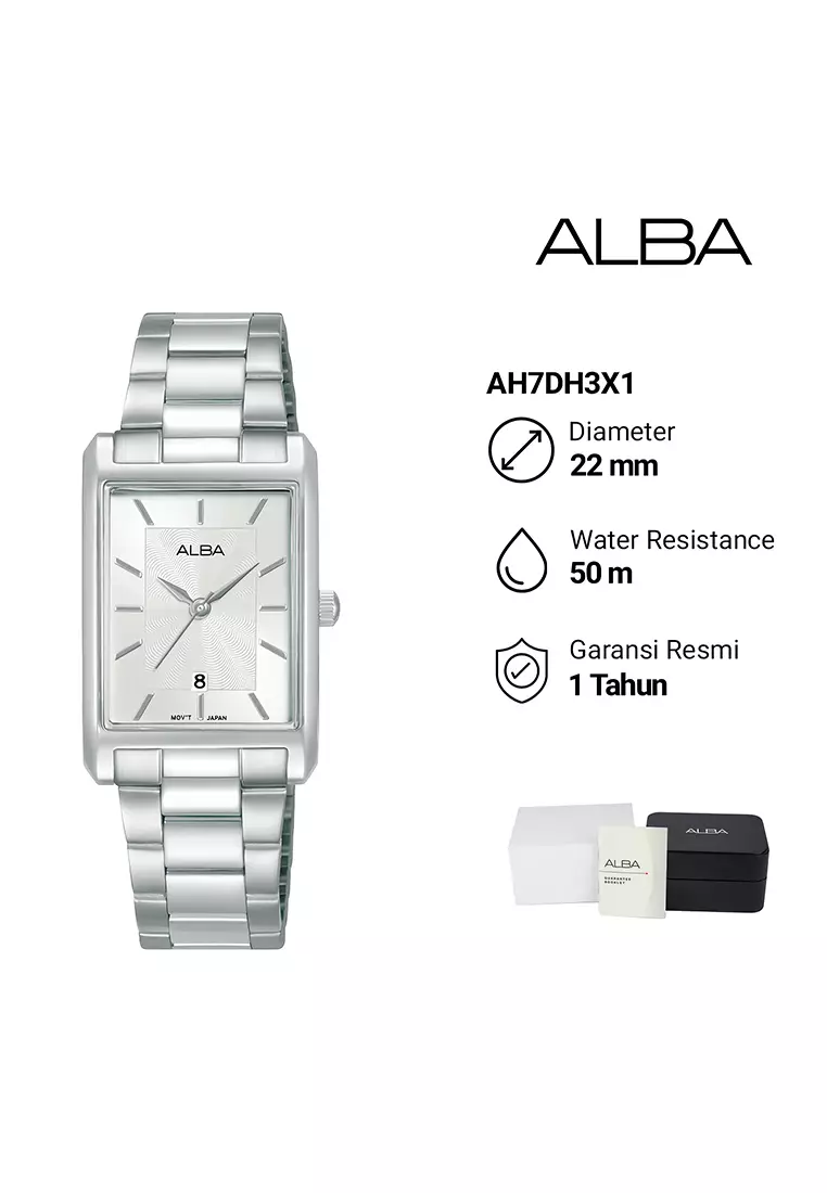 Alba Fashion - Jam Tangan Analog Wanita - Silver Case Silver Dial - Stainless Steel - AH7DH3X1