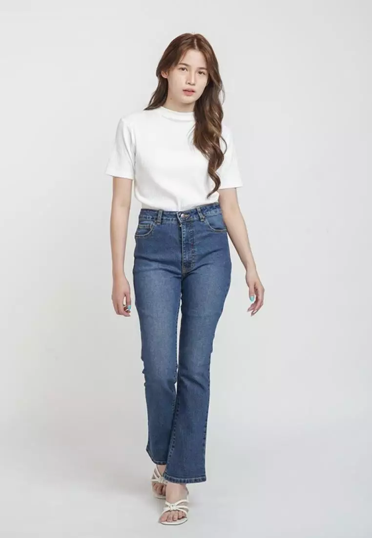 DUST Celana High Rise Bootcut Jeans Kalula Biru (D. 31296-BC)