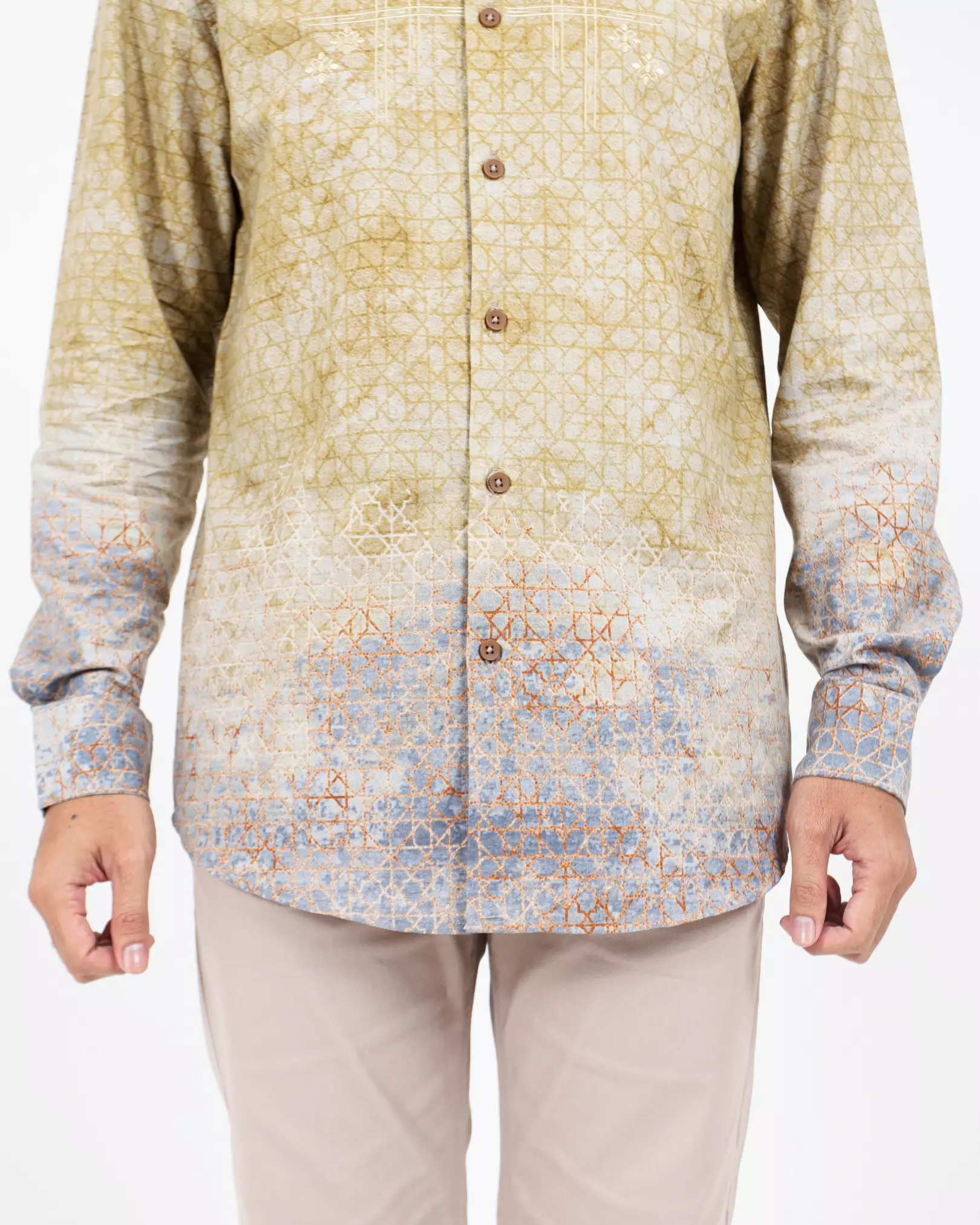 AMK Kemeja Koko Pria Lengan Panjang KK Taha S/s Cream