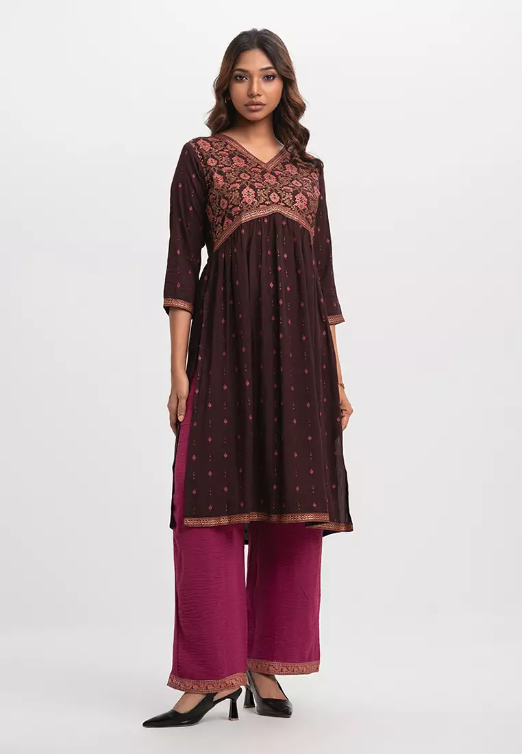 Le Reve 粘胶面料A字褶皱卡米兹