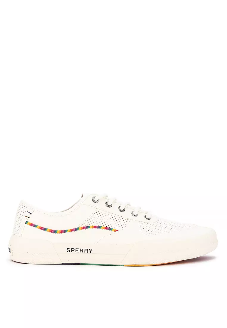 Sperry Men's Soltide Leather Sneakers Light Beige Rainbow