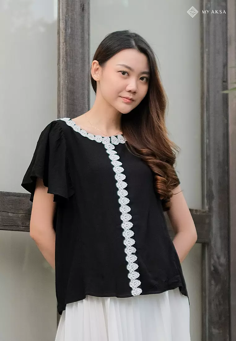 My Aksa Batik Blouse Rayon Wanita Aura Black