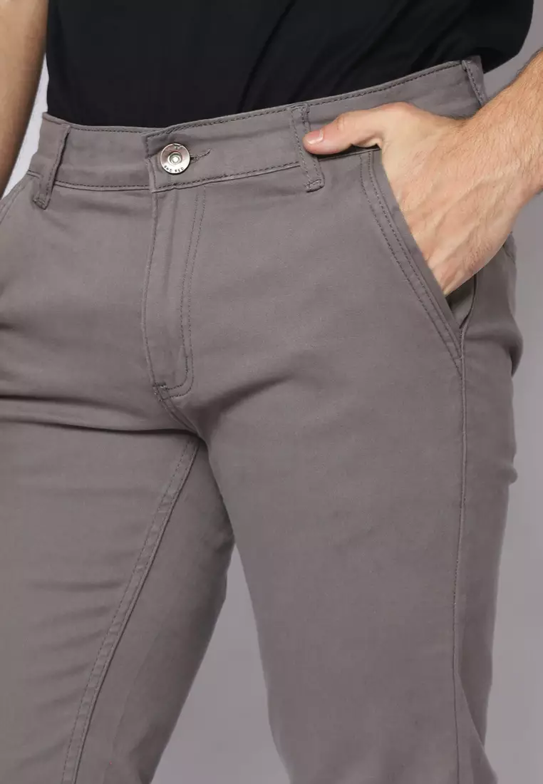 2nd RED Celana Panjang Pria Katun Chinos Slim Fit Cheers Mate Abu 112504