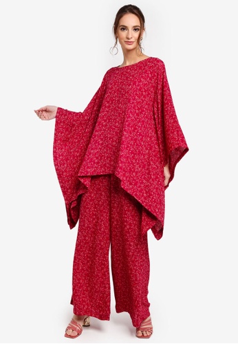 Amara Kaftan set with Pants from Yans Creation in red_1