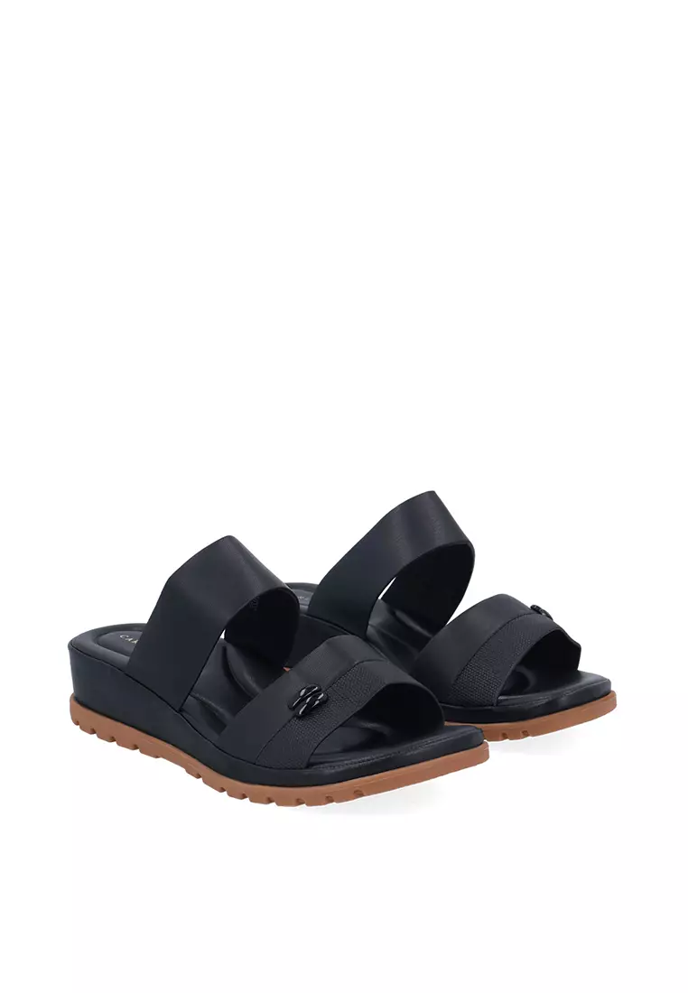 Black CR Lisa Double Strap Sandals