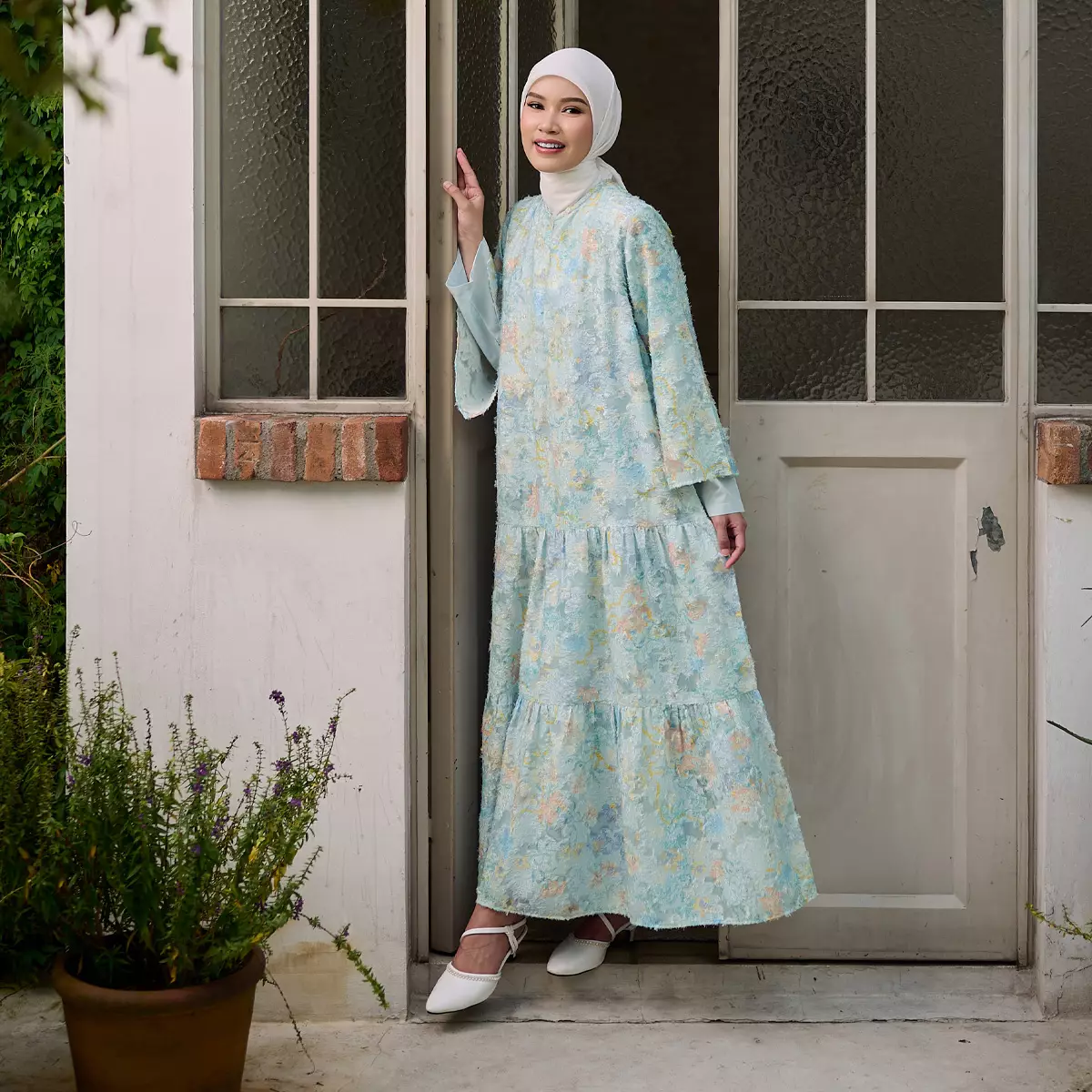 [Raya Collection] ZM Zaskia Mecca - Rilue Blue Plain - Gamis Wanita - Primadona Series Edisi Lilya Senja