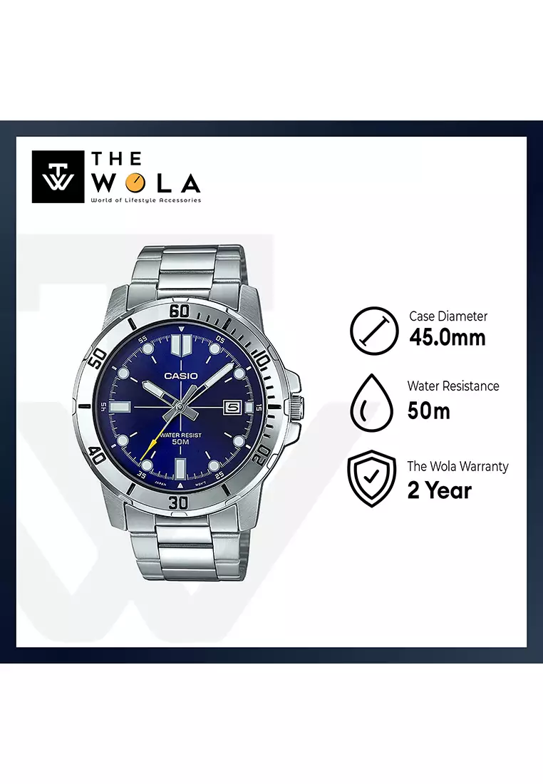 Men's Analog MTP-VD01D-2EV Stainless Steel Band Casual Watch