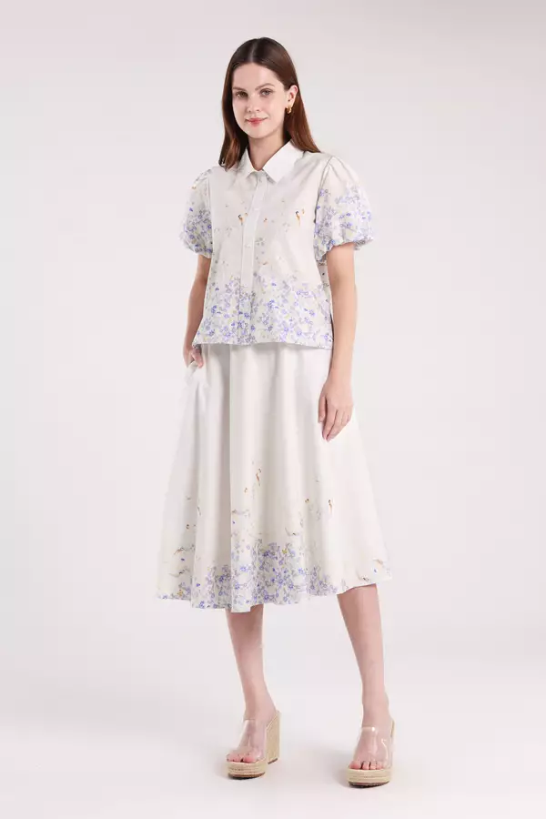 MINIMAL - Rhythm - Rok A Line Motif Bunga  - Off White Warna Offwhite