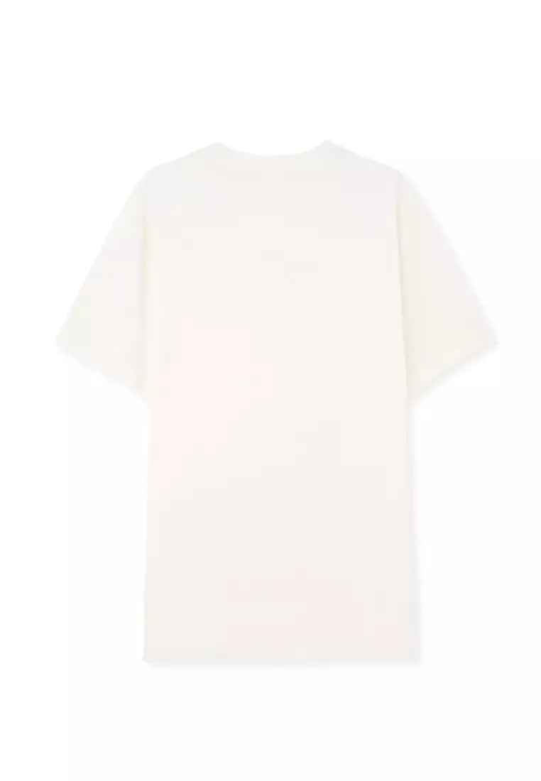 White T-Shirt, Crew Neck, Regular, Short Sleeve Loungewear for Men
