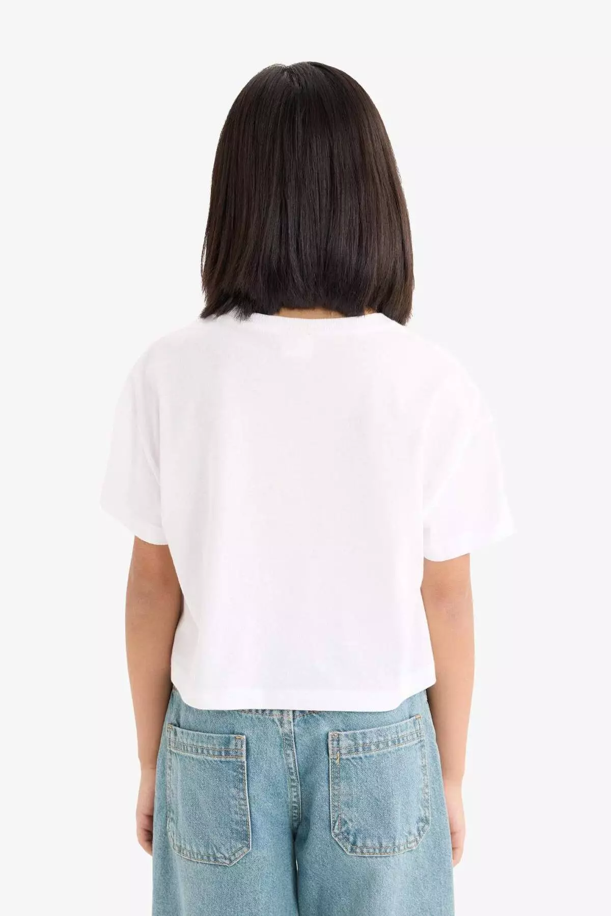 Girl's Crew Neck Printed Short Sleeve T-Shirt E0384A825Sm