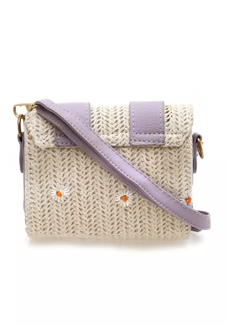 Eilaria Tas Selempang Wanita Sling Bag Mini Uniqe Design Material Leather ORIGINAL - Purple