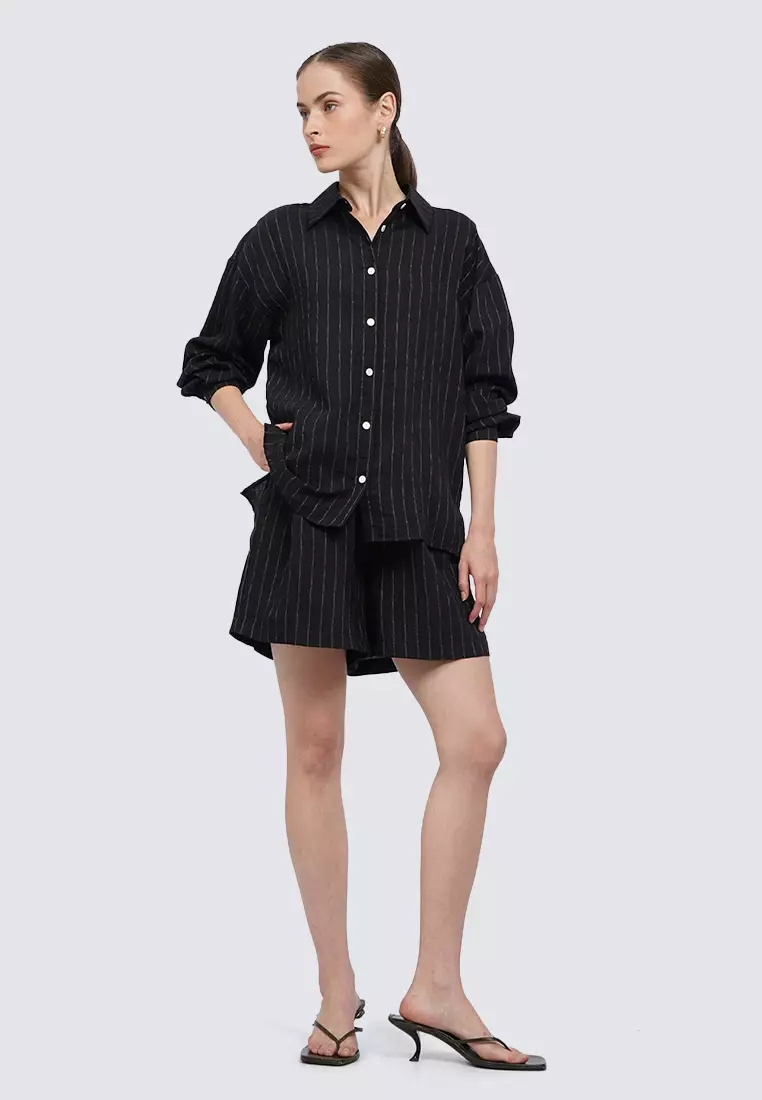 Adjustable Waist Short Pants BLACK